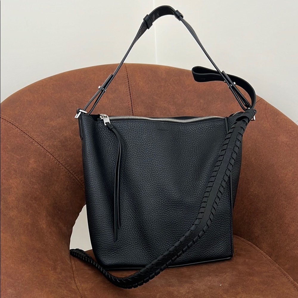 Black Leather All Saints Shoulder Bag